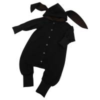 Baby Jungen Mädchen Unisex Overall Jumpsuit mit Hasenohren in schwarz Geschenk Ostern Fasching Stoffauswahl Bild 2