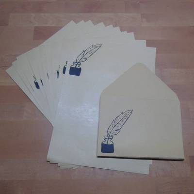 Briefpapier Set Feder & Tusche // Brief // Letter // Schreiben // Geschenk
