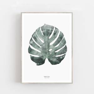 Monstera-Blatt Kunstdruck, Botanischer Kunstdruck, Wohnzimmer Wandkunst, Schlafzimmer Poster Druck Bild 1