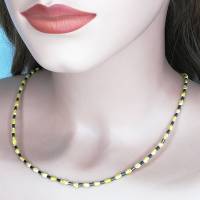 gelb-anthrazit farbige Halskette, Hämatit mit Mabé-Perlen, zartes Halscollier 47 cm Bild 2