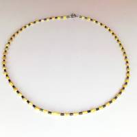 gelb-anthrazit farbige Halskette, Hämatit mit Mabé-Perlen, zartes Halscollier 47 cm Bild 3