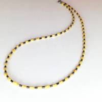 gelb-anthrazit farbige Halskette, Hämatit mit Mabé-Perlen, zartes Halscollier 47 cm Bild 4