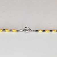 gelb-anthrazit farbige Halskette, Hämatit mit Mabé-Perlen, zartes Halscollier 47 cm Bild 5