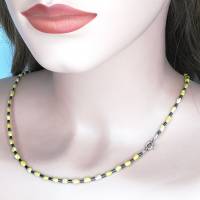 gelb-anthrazit farbige Halskette, Hämatit mit Mabé-Perlen, zartes Halscollier 47 cm Bild 6