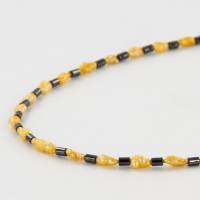 gelb-anthrazit farbige Halskette, Hämatit mit Mabé-Perlen, zartes Halscollier 47 cm Bild 8