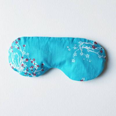 Augenkissen „Kirschblüte“ * mit Bio-Lavendelblüten und Bio-Amaranth * 2-teilig * für Meditation / Yoga * Türkis