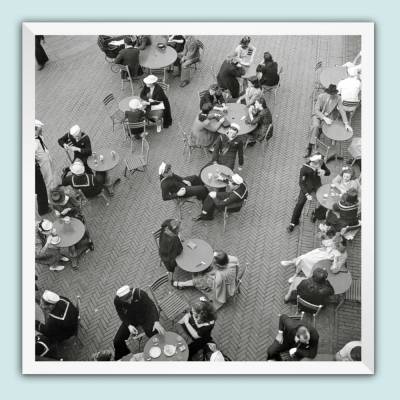 New York Central Park Sommer 1941 - The Mall Cafe KUNSTDRUCK schwarz Weiß Fotografie Vintage Art Fineart Print, Kunst