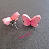 Holzohrstecker Schmetterling rosa pink Holz Ohrstecker Ohrringe Bild 2