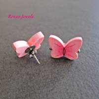 Holzohrstecker Schmetterling rosa pink Holz Ohrstecker Ohrringe Bild 5