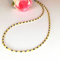 gelb-anthrazit farbige Halskette, Hämatit mit Mabé-Perlen, zartes Halscollier 46 cm Bild 1