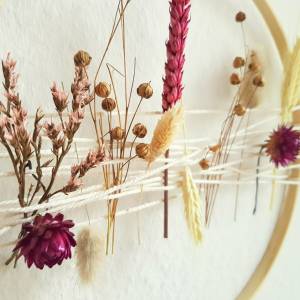 Trockenblumenkranz  mit Makramee Aufhängung | Wandkranz Blumenring Türkranz Boho Ring Floral Hoop Traumfänger Bild 3