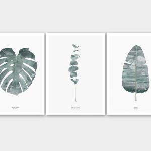 Set von 3 botanischen Kunstdrucken, Blätter Kunstdruck, skandynavische Wandkunst, Wohnzimmer Drucke, Schlafzimmer Bild 2