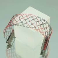 schwarz und rot - Damen-Armband aus Draht mit Magnetverschluss - Klöppelschmuck von bcd manufaktur Bild 3
