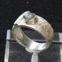Labradorit Ring Gr. 49 925er Sterling Silber gebürstet mit Goldauflage Bild 4
