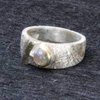 Labradorit Ring Gr. 49 925er Sterling Silber gebürstet mit Goldauflage Bild 5