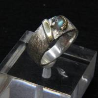Labradorit Ring Gr. 49 925er Sterling Silber gebürstet mit Goldauflage Bild 6