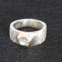 Labradorit Ring Gr. 49 925er Sterling Silber gebürstet mit Goldauflage Bild 9