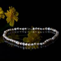 kleine echte Perlen Halskette, natürliche weiße rosa lachsfarbige Süßwasser Perle Halskette, echte H Bild 2