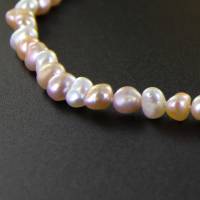 kleine echte Perlen Halskette, natürliche weiße rosa lachsfarbige Süßwasser Perle Halskette, echte H Bild 6