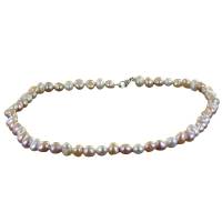 kleine echte Perlen Halskette, natürliche weiße rosa lachsfarbige Süßwasser Perle Halskette, echte H Bild 8