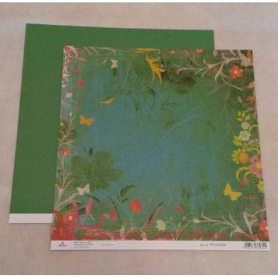 Scrapbookingpapier - Blumen blaugrün