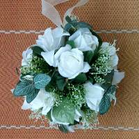 Dekokugel Fensterdeko mit weißen Rosen und Lilien 20 cm Durchmesser Bild 1