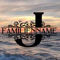 Aufkleber Monogramm J mit Familienname Bild 1