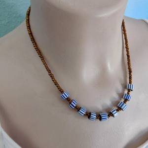 Halskette - bronzefarbene Rocailles und Chevron Perlen - 39-42,5cm Bild 7