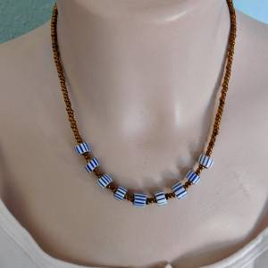 Halskette - bronzefarbene Rocailles und Chevron Perlen - 39-42,5cm Bild 8