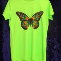 Tolles Performance T-Shirt atmungsaktive Funktionsfaser mit "Schmetterling" Fluoreszent Green Bild 1