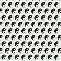 Baumwollstoff Popeline Yin Yang weiss schwarz auf weiß 1,50m Breite Frühlings Stoffe Popeline Bild 1