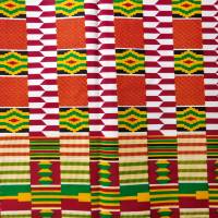 Wachsdruck-Stoff - 50cm/Einheit - rot grün gelb - leichter afrikanischer Wachsbatik Baumwollstoff - Kente Muster Bild 3