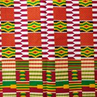 Wachsdruck-Stoff - 50cm/Einheit - rot grün gelb - leichter afrikanischer Wachsbatik Baumwollstoff - Kente Muster Bild 4