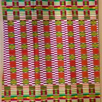 Wachsdruck-Stoff - 50cm/Einheit - rot grün gelb - leichter afrikanischer Wachsbatik Baumwollstoff - Kente Muster Bild 5