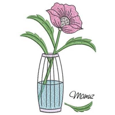 * Edle Vase mit Blume * Frühlingsdeko - Stickdatei 13x18 und 14x20 - Shabby chic