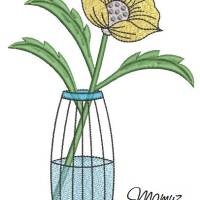 Edle Vase mit Blume Stickdatei , Frühlingsdeko 13 x 18 und 14 x 20 Shabby chic, bitte Format auswählen Bild 2
