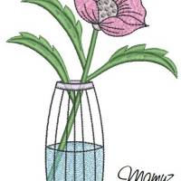 Edle Vase mit Blume Stickdatei , Frühlingsdeko 13 x 18 und 14 x 20 Shabby chic, bitte Format auswählen Bild 3
