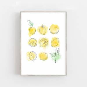 Zitronen Kunstdruck, Küche Wandkunst Bild 1