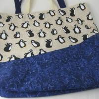 Stofftasche Pinguin aus Baumwolle mit vier Henkeln für Einkauf und Freizeit Bild 7