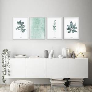 Set von 4 botanischen Kunstdrucken, moderne Blätter Kunstdrucke Bild 1