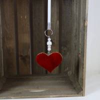 Fensterdeko Herz, Holz, rot weiß Bild 2