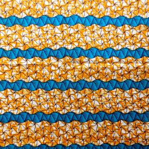 afrikanischer Wachsbatik-Stoff - 50cm/Einheit - Türkis-Petrol-Blau, Orange-Gelb - Waxprint Baumwollstoff Bild 2