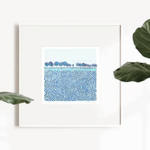Aquarell Blaue Wiese - Kunstdruck Bild 1
