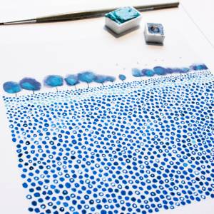Aquarell Blaue Wiese - Kunstdruck Bild 4