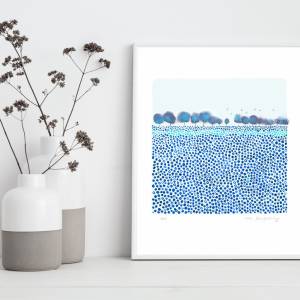 Aquarell Blaue Wiese - Kunstdruck Bild 6