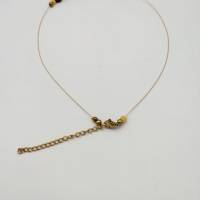 Perlen-Halskette im Materialmix in braun gold vanille 42 cm plus Verlängerung handgemachtes Unikat Bild 3