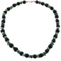 grüne und fast schwarze echte Süßwasser Perlenkette mit Silber Karabinerverschluss 50 cm lang Bild 1