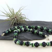 grüne und fast schwarze echte Süßwasser Perlenkette mit Silber Karabinerverschluss 50 cm lang Bild 4