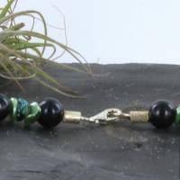 grüne und fast schwarze echte Süßwasser Perlenkette mit Silber Karabinerverschluss 50 cm lang Bild 6