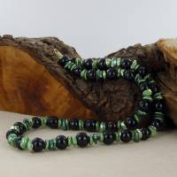 grüne und fast schwarze echte Süßwasser Perlenkette mit Silber Karabinerverschluss 50 cm lang Bild 8